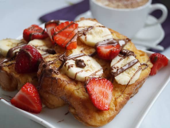 Brioche perdue banane, fraise et Nutella