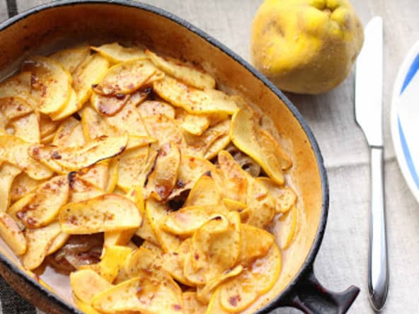 Côtes de porc au four aux coings et à la bière