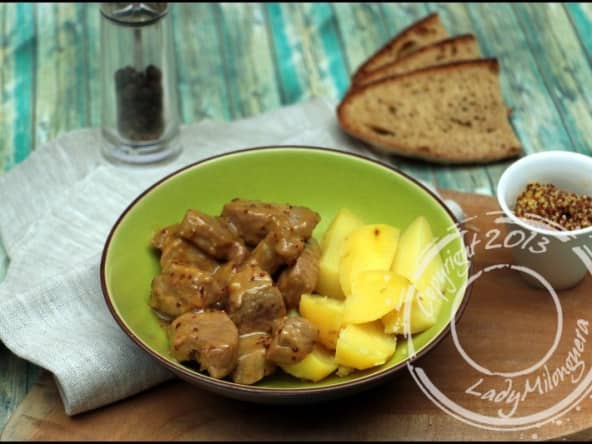 Sauté de porc au miel et à la moutarde