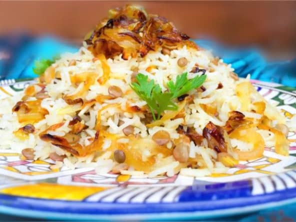 Mujaddara Riz aux Lentilles et Oignons Frits