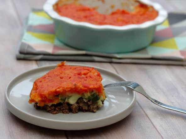 Hachis parmentier à la courgette, poivron et tomate