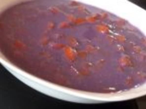 Potage chou rouge aux carottes mirepoix