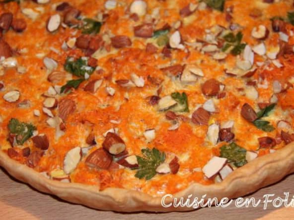 Quiche aux patates douces, amandes et gorgonzola