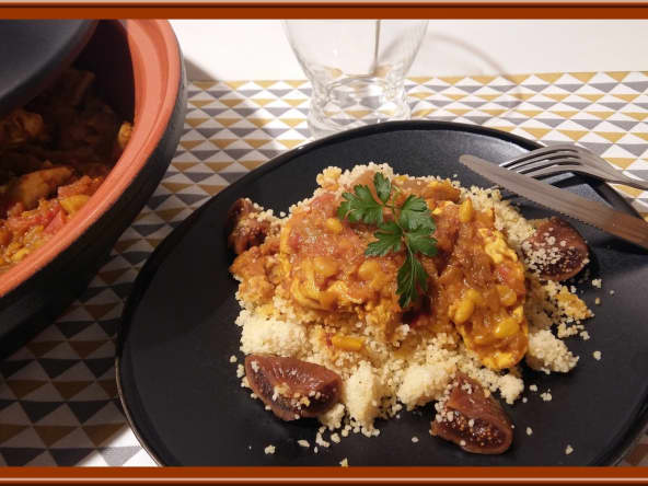 Tajine express de poulet aux figues moelleuses au thermomix.