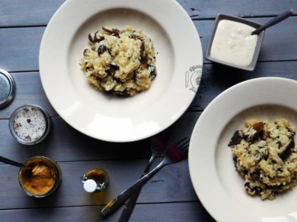 Risotto forestier à l’huile de truffes, et sa crème à la moutarde de truffes