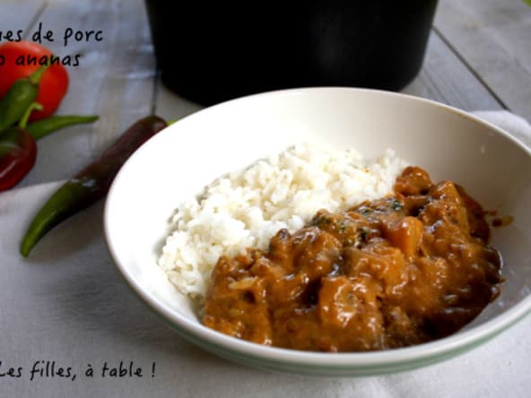 Joues de porc lait de coco, ananas et citron vert