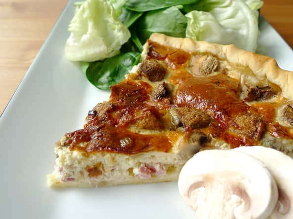 Quiche au mascarpone, aux champignons et au jambon