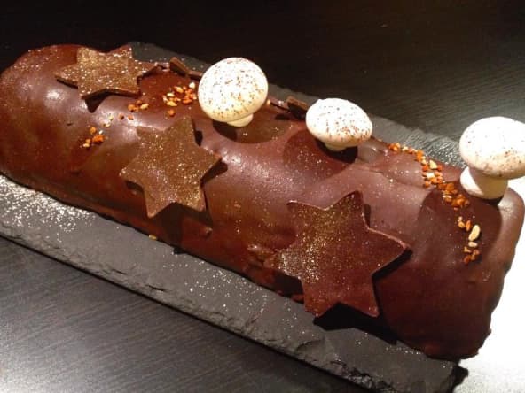Bûche glacée de noël au chocolat et à la vanille de Madagascar