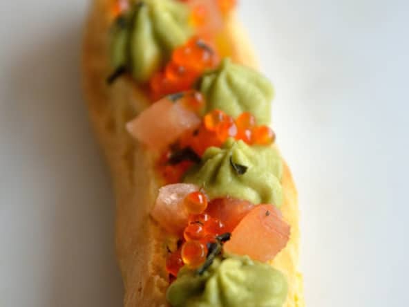 Eclair truite, avocat et wasabi d'après Christophe Adam