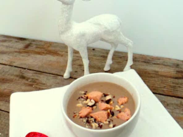 Velouté de châtaignes, champignons, foie gras et noisettes torréfiées