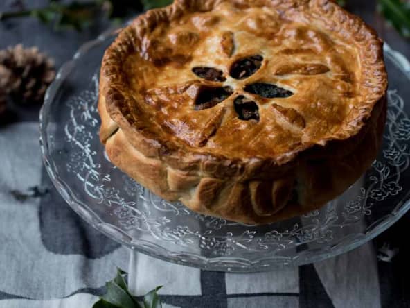 Tourte végétarienne de Noël (marrons, épinards, champignons, potimarron...)