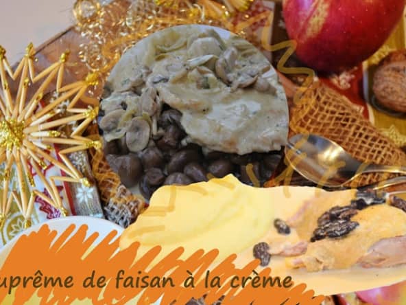Faisan à la crème, aux champignons