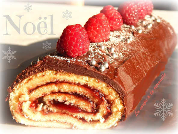Bûche de noël framboises et chocolat