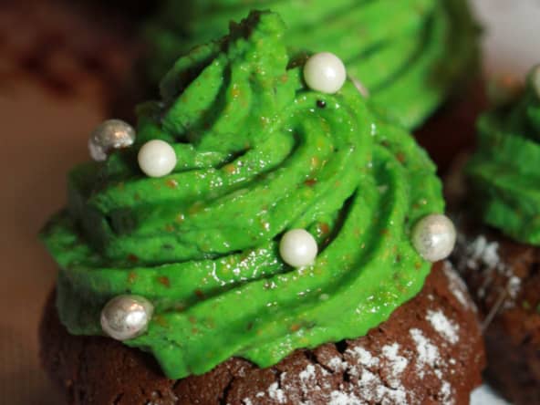 Sapins de Noël au chocolat et pistache