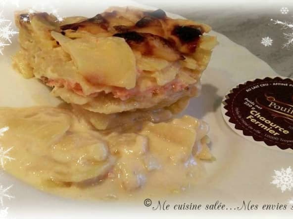GRATIN DE POMME DE TERRE AU CHAOURCE & SAUMON FUMÉ 