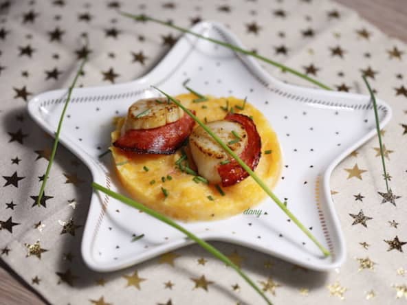 St-Jacques au chorizo et écrasée de potiron aux épices