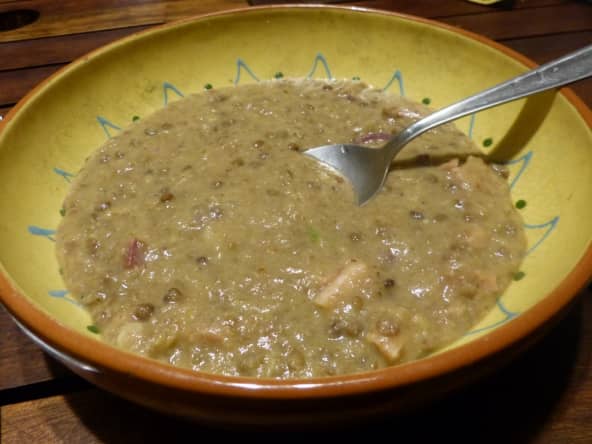 Soupe aux lentilles et au jambon