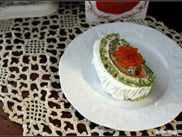 Bûche trompe l'oeil au fromage frais et au saumon