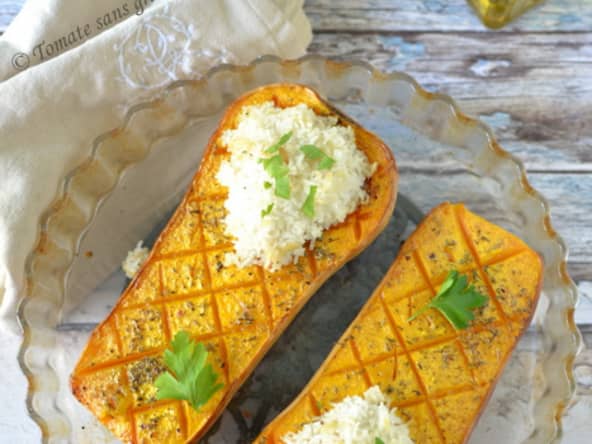 Butternut rôtie et son riz à l'ail