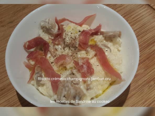 Risotto crémeux aux champignons et jambon cru