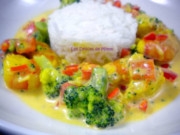 Gambas (scampis) aux petits légumes et au safran