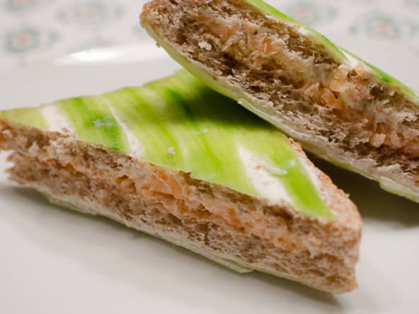 Club sandwich au concombre et au saumon