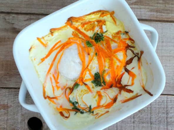 Dos de cabillaud au lait de coco et carottes