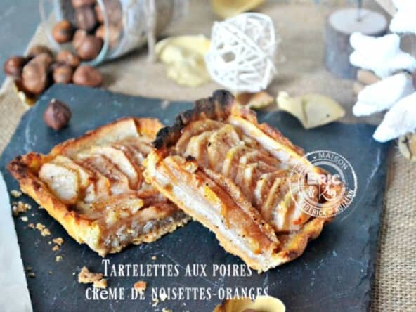 Tartelettes poires à la crème de noisettes et oranges confites