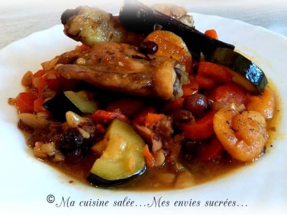 Tajine poulet épices abricots