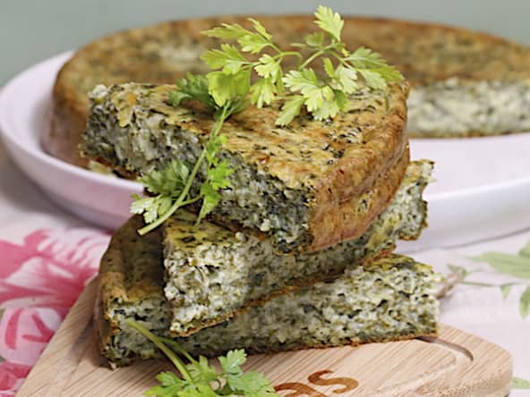 Gâteau aux épinards, à la ricotta et au fromage emmental