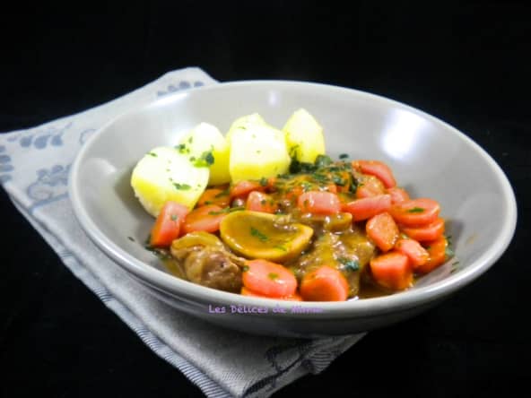 Jarret de veau au miel et aux carottes