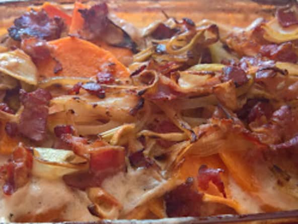 Gratin dauphinois de patate douce et lait de coco