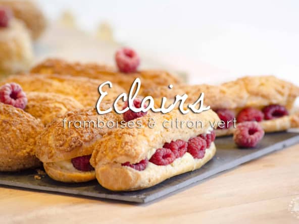 Éclairs aux framboises et citron vert