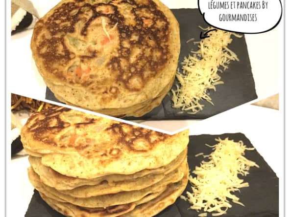 Pancakes aux petits légumes (macédoine) et fromage