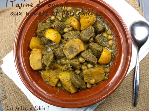 Tajine de boeuf aux navets boule d’or et pois chiches