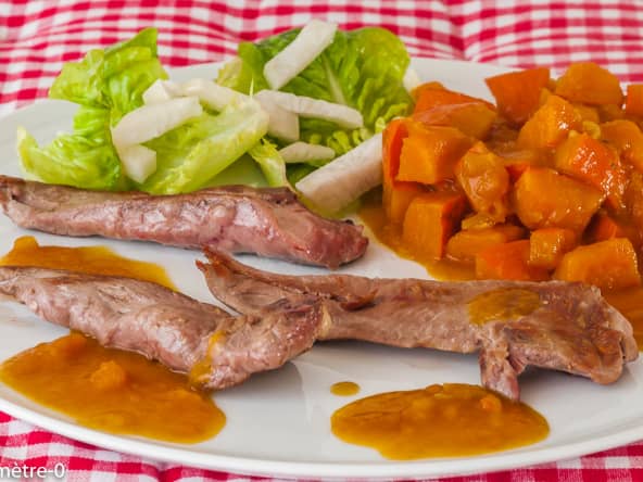 Aiguillettes de canard et potimarron à l'orange