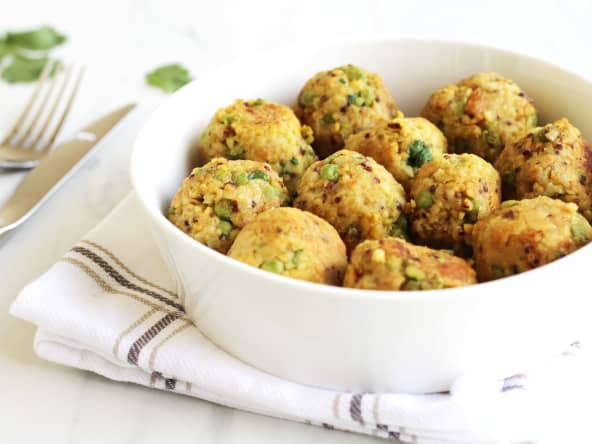 Boulettes healthy de boulgour aux petits pois et coriandre 