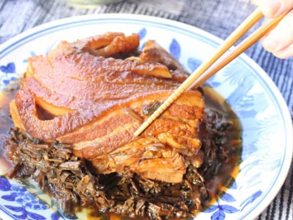 Porc vapeur aux feuilles de moutarde