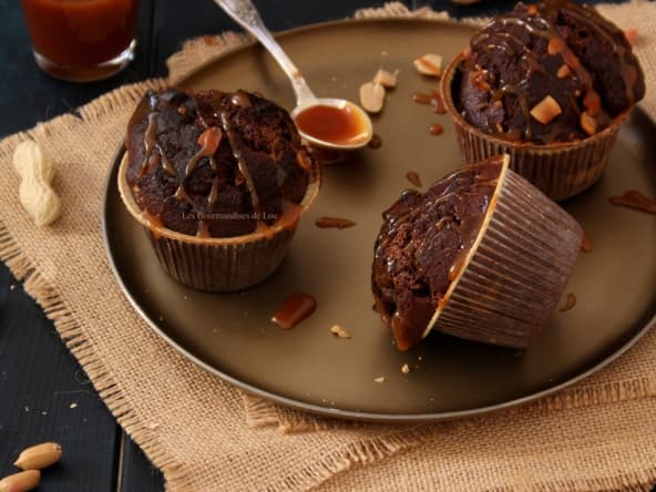 Muffins chocolat cacahuètes caramel au beurre salé