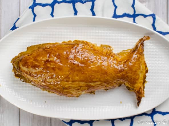 Poisson d'avril: feuilleté à la patate douce, saumon fumé et chèvre frais