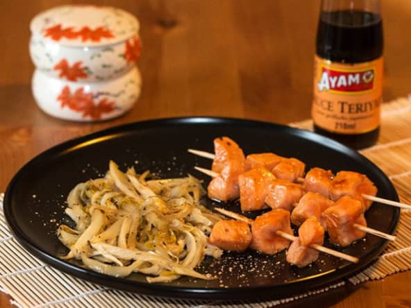 Saumon teriyaki aux endives caramélisées