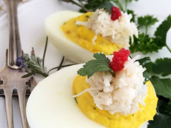 Oeufs mimosas entre terre et mer