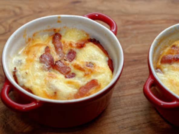 Flan d'andouille au maroilles et lardons