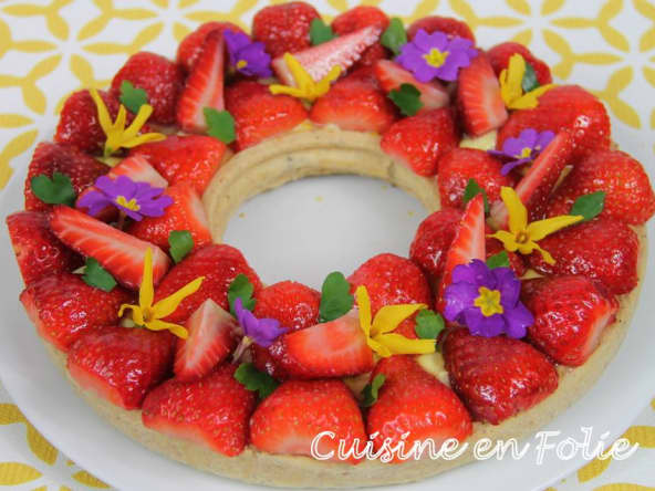 Tarte aux fraises, citron et noisette