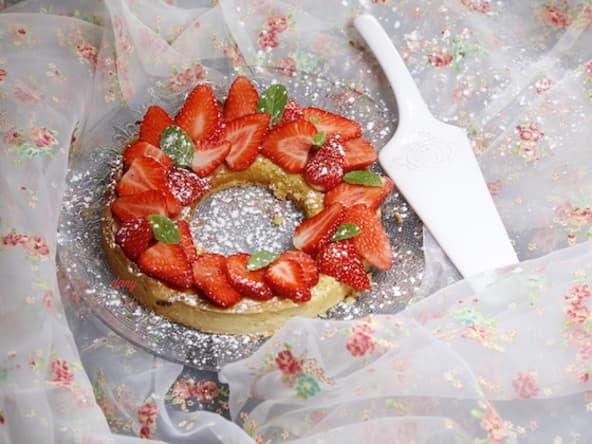 Tarte amandine à la menthe et aux fraises