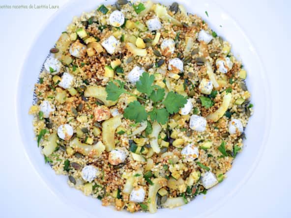 Salade de millet aux courgettes, fenouil et graines de courge