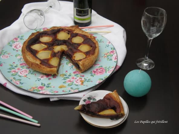 Tarte poires, chocolat au caramel
