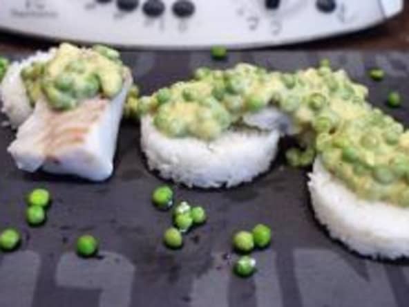 Curry de cabillaud aux petits pois avec son riz au thermomix facile et rapide