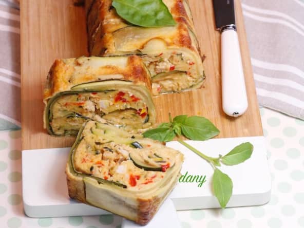 Terrine de courgettes au poulet poivron mozza et basilic