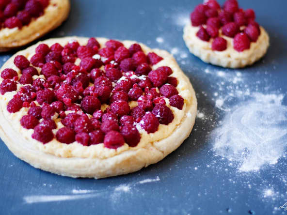 Tarte aux framboises et crème chiboust
